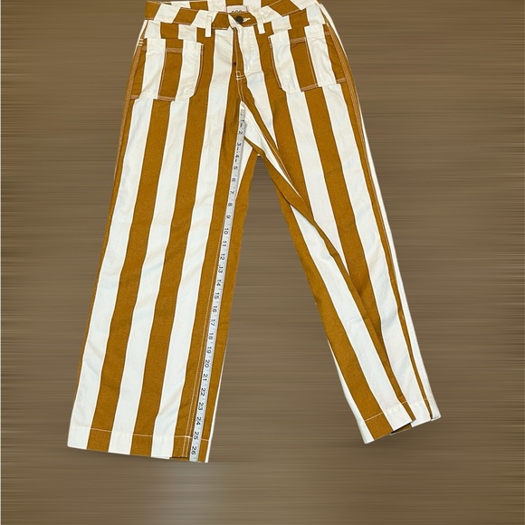 New BDG Urban Outfitters Wide Leg Pant Joey Striped Brown White Pockets Size: 25 - Picture 7 of 8